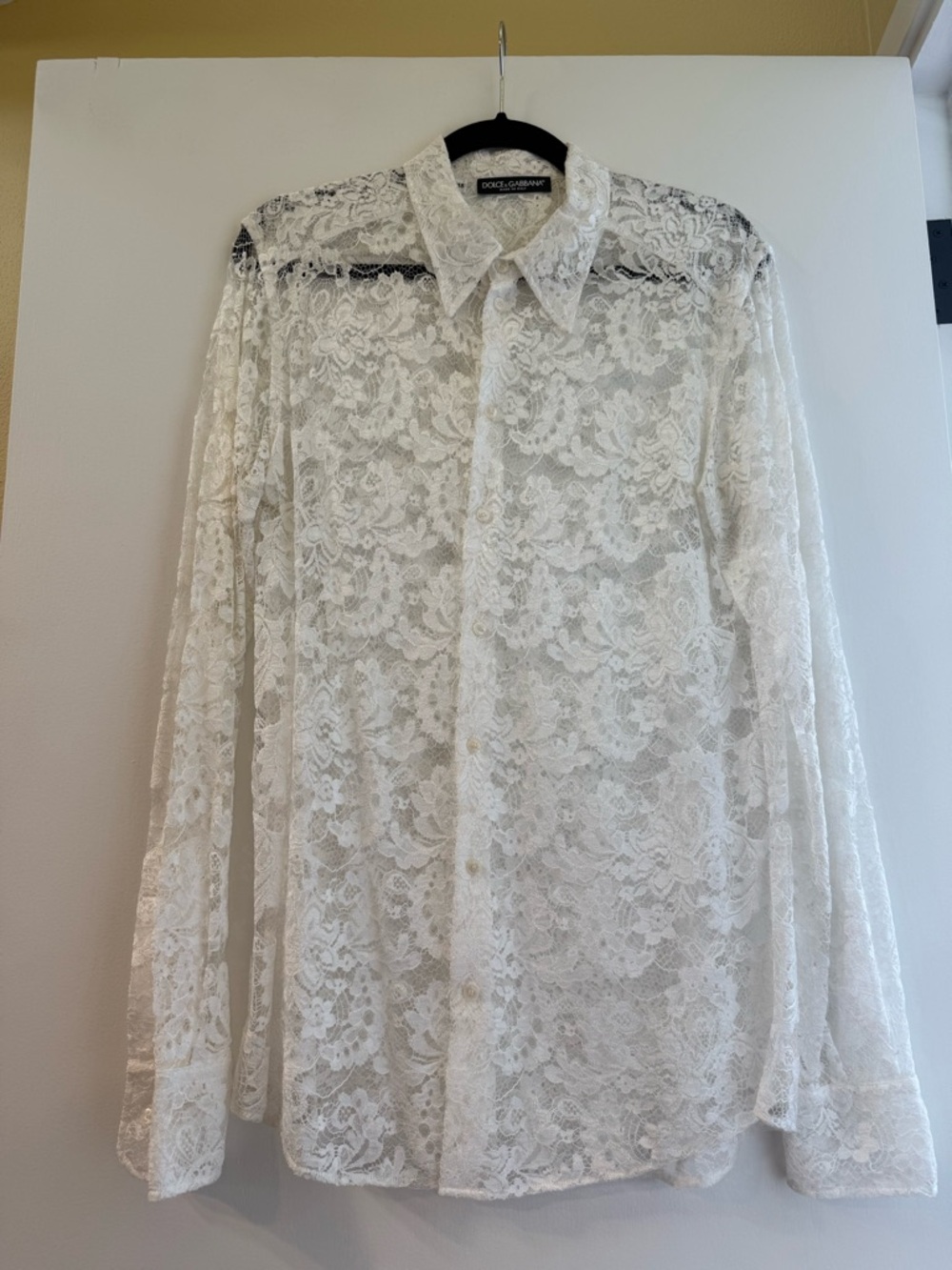 Dolce & Gabbana White Floral “Lace Martini-Fit” Button-Up Shirt - Picture 3 of 10